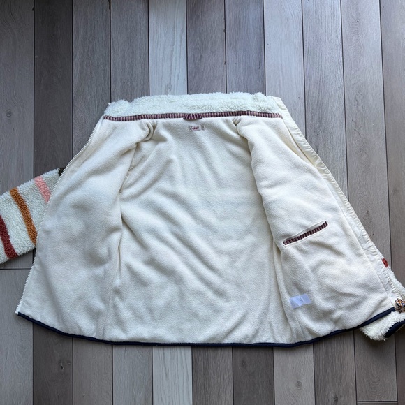 Faherty Sherpa Fleece Jacket Striped Multi Color Zip Up Size S Cozy - Picture 8 of 10